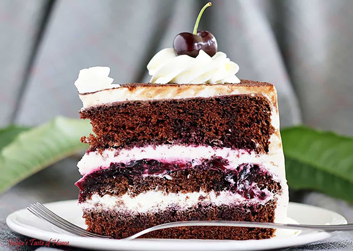 We make a simple syrup using white granulated sugar to enhance the natural sweetness of the cherries and keep the sponges moist. It's a crucial step that takes this cake to the next level.