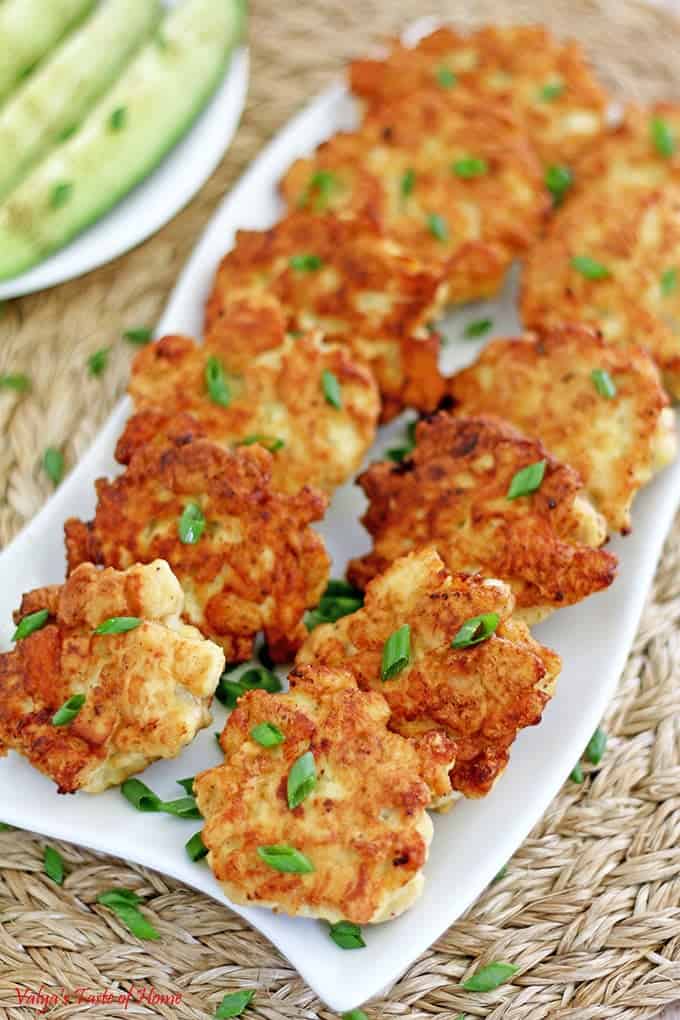 These fritters are packed with the most delicious and classic flavor in each bite and are truly the perfect chicken snack you can ever try.