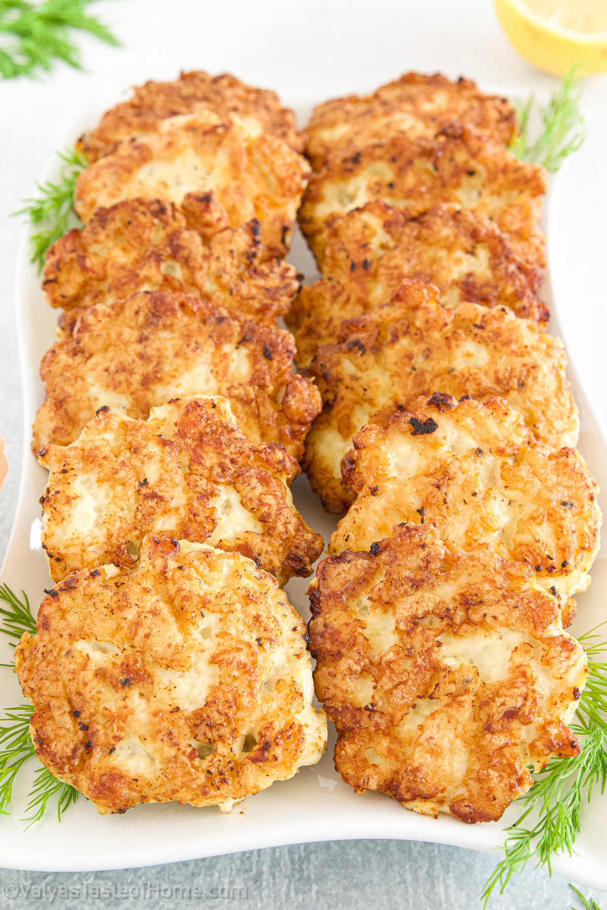 Chicken fritters can be served as an appetizer, side dish, or main course. 