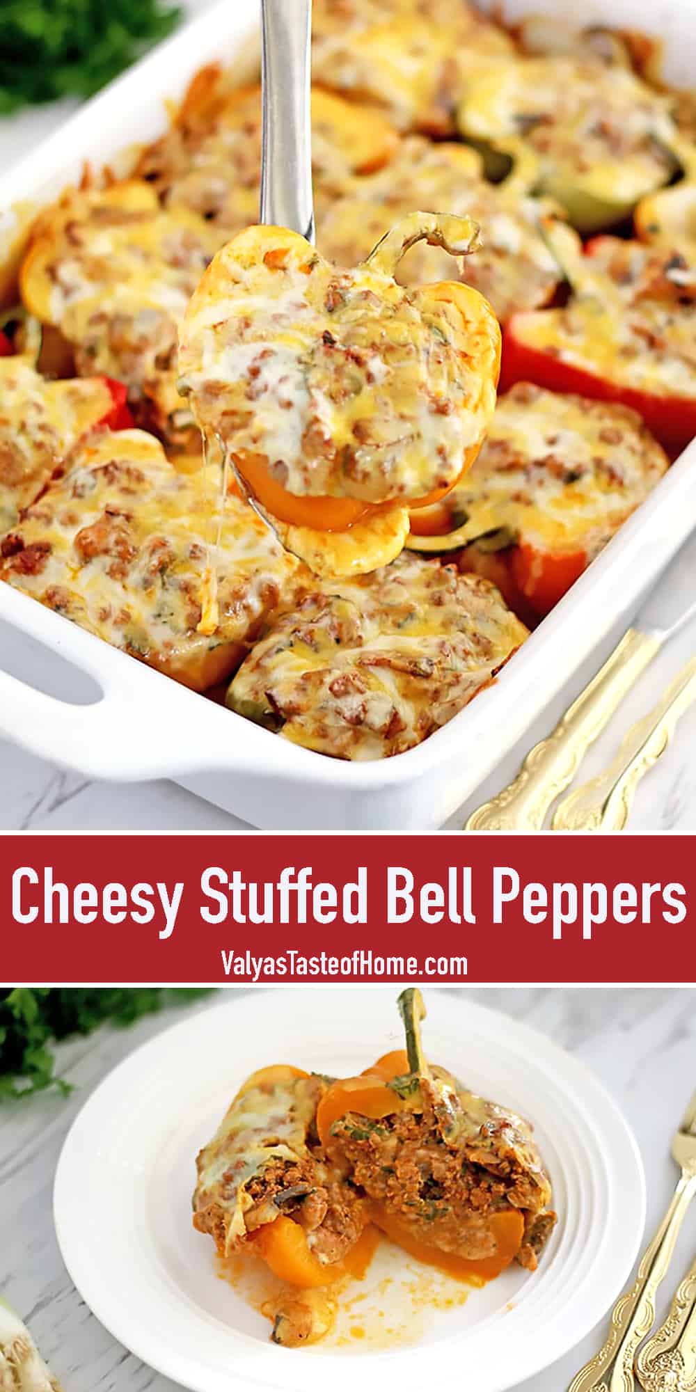 Need a snappy dinner idea? I've got this wonderful Cheesy Stuffed Bell Peppers dish for you today that goes along with any main side such as mashed potatoes, pasta, rice, or buckwheat.