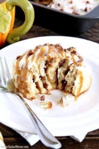 Pecan Caramel Pumpkin Rolls with Greek Yogurt Frosting