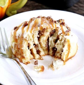 Pecan Caramel Pumpkin Rolls with Greek Yogurt Frosting