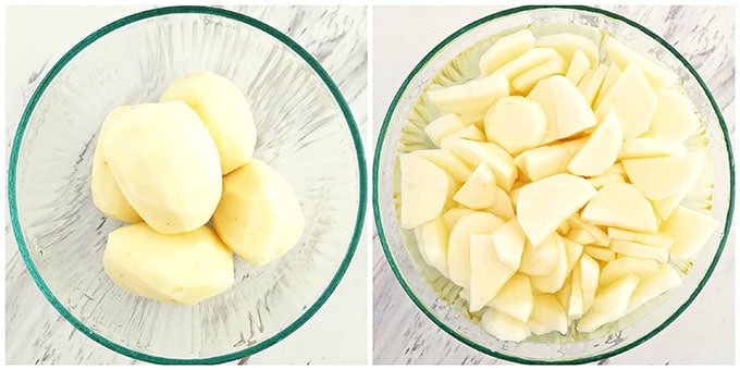 Dice potatoes or slice them, whichever you prefer.