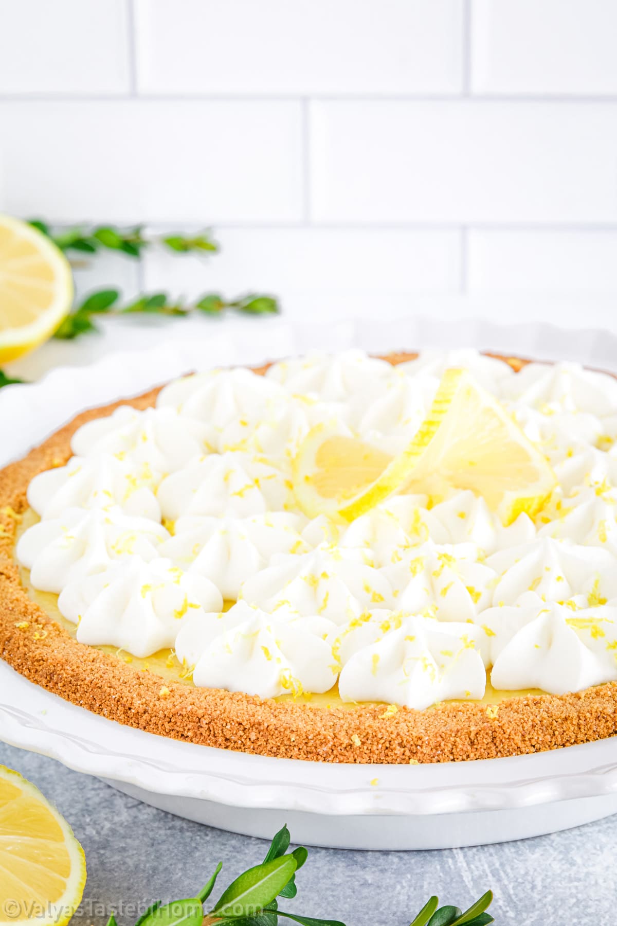 Lemon pie is a type of dessert pie that typically consists of a lemon-flavored filling made from fresh lemon juice, sweetened condensed milk, and egg yolks, which are all baked in a pastry crust. It’s similar to a key lime pie but even better!