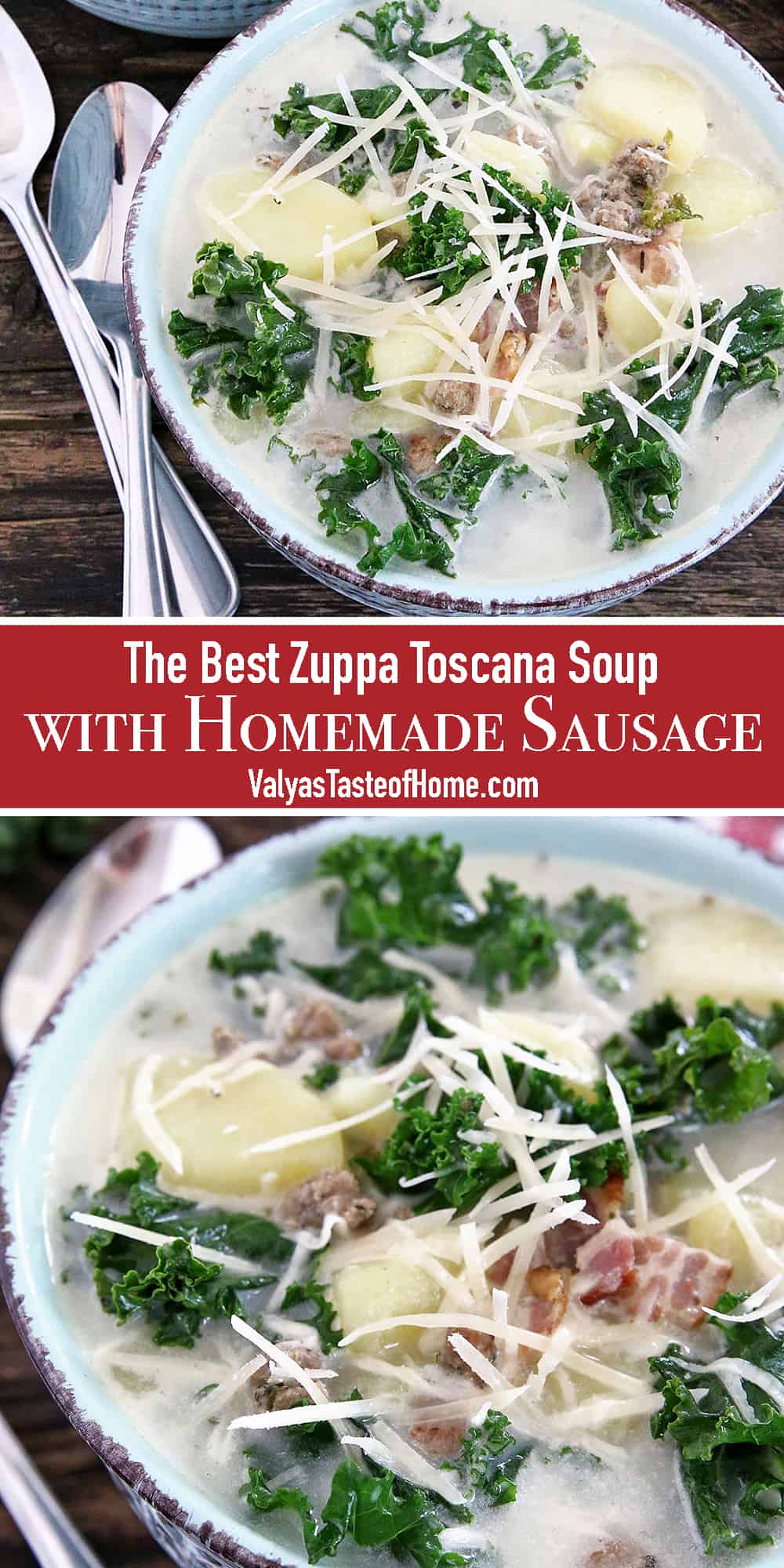 Everyone's homemade recipes for Zuppa are pretty similar, but this recipe is The Best Zuppa Toscana Soup with Homemade Sausage - according to my picky little eaters.