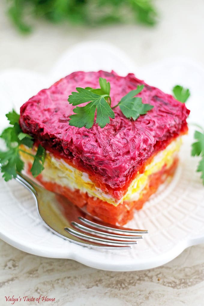 Salmon Shuba (Layered Vegetable and Fish Salad)