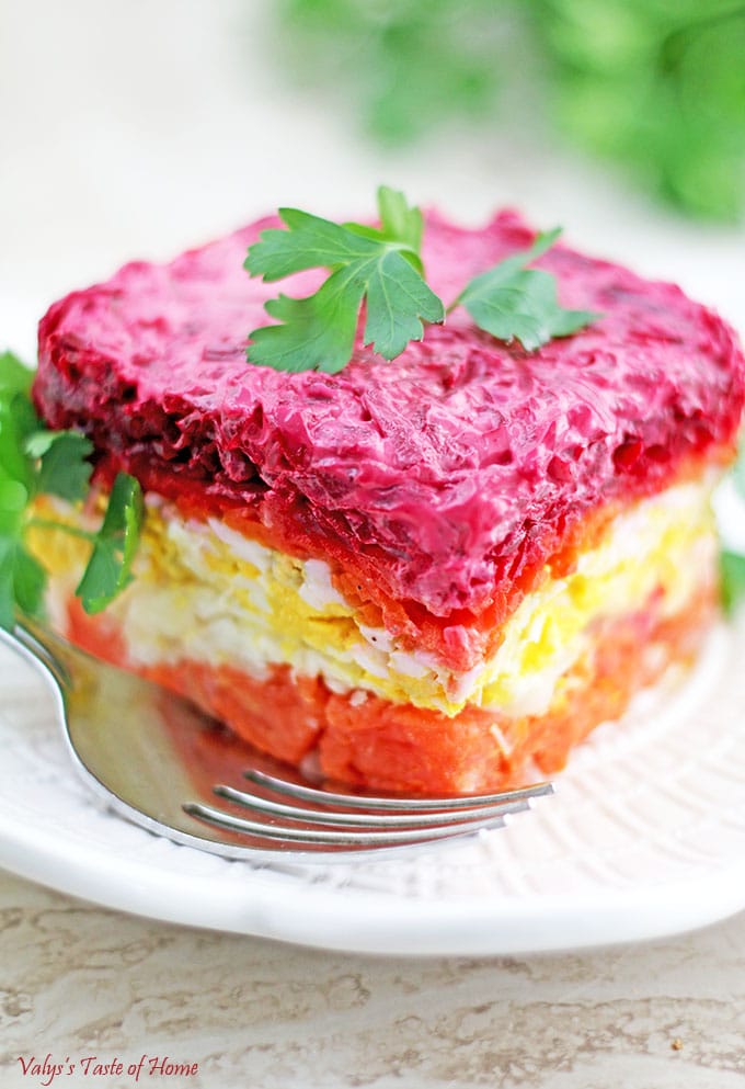 Salmon Shuba (Layered Vegetable and Fish Salad)