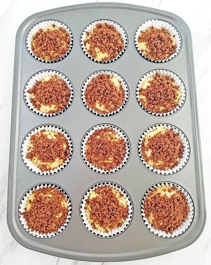 Place the muffin pan in the preheated oven and bake for 20 minutes or until a toothpick inserted in the center of a muffin comes out clean.