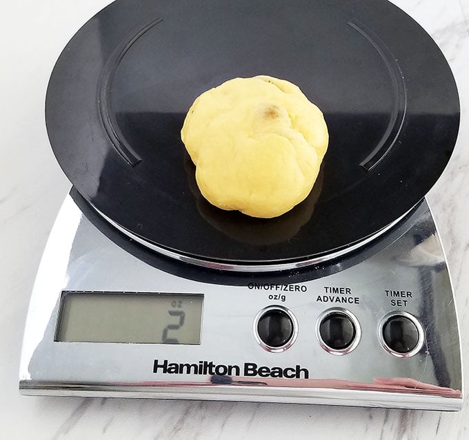 Weigh each piece on a scale to get exactly 2 - 2 ½ oz.