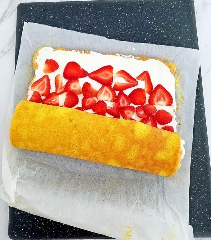 Vanilla Strawberry and Cream Cake Roll + Mother's Day Giveaway!