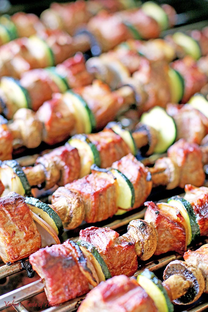 This Grilled Vegetables and Steak Kabobs Recipe is a fun and fancy way of changing it up for dinner and eating more vegetables. When grilled on sticks with meat, vegetables take on a new appeal and eaten more readily by kids. And of course, adults just can’t get enough of it. Grilled veggies bursting with flavor and still has a slight crunch of freshness are some of the best things about summer.