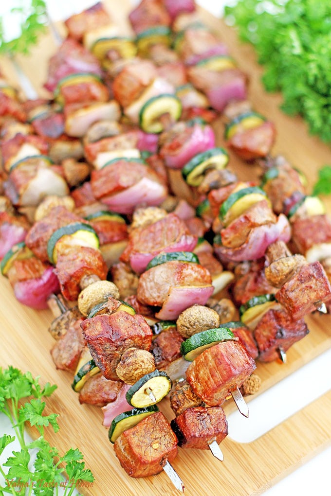 This Grilled Vegetables and Steak Kabobs Recipe is a fun and fancy way of changing it up for dinner and eating more vegetables. When grilled on sticks with meat, vegetables take on a new appeal and eaten more readily by kids. And of course, adults just can’t get enough of it. Grilled veggies bursting with flavor and still has a slight crunch of freshness are some of the best things about summer.