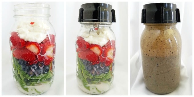 Healthy Berry Spinach Smoothie in a Jar
