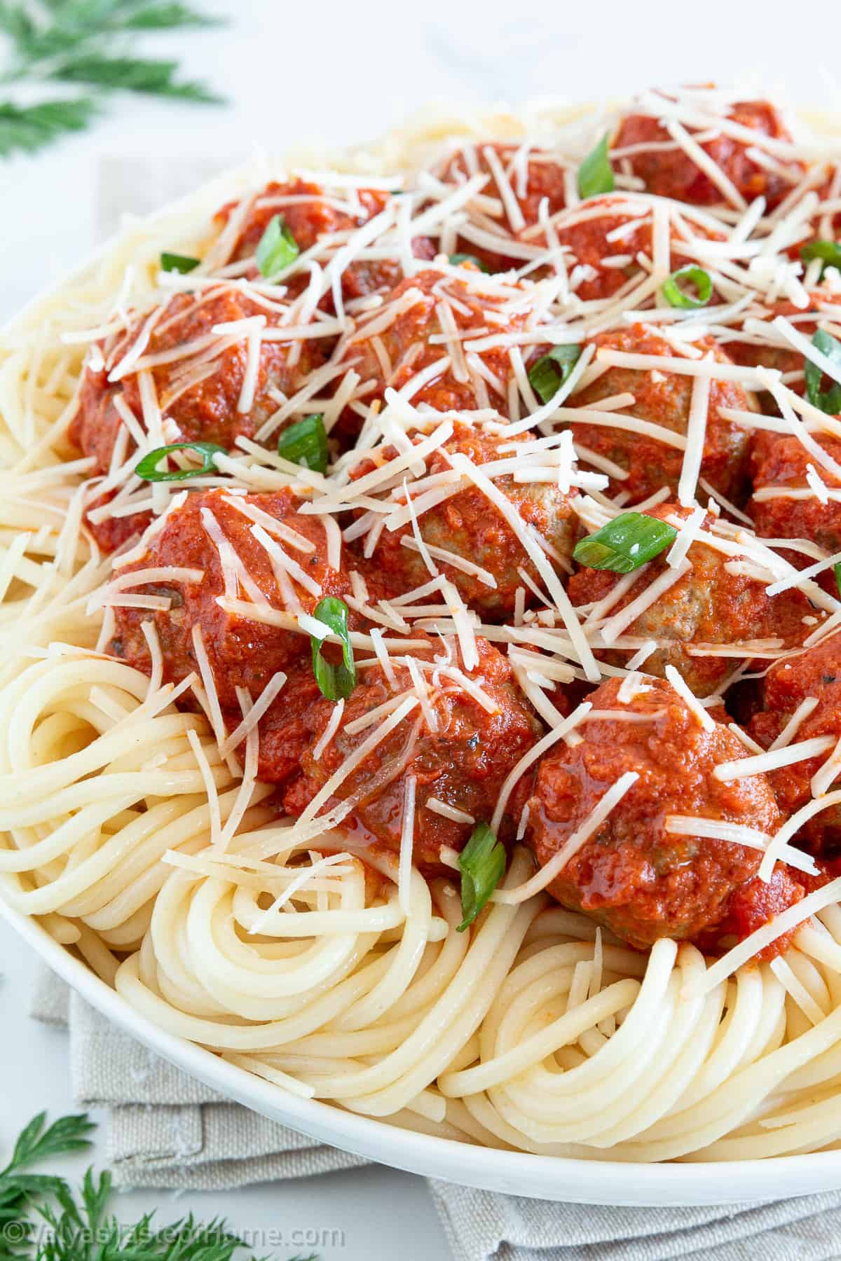 By using hand-picked ingredients and sauces, this recipe features spaghetti and meatballs that are high in protein and flavor, but low in sodium and calories compared to other recipes.