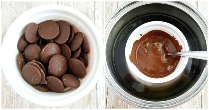 Melt the Baker’s chocolate in a double boiler or in a bowl resting on a saucepan of simmering hot water.