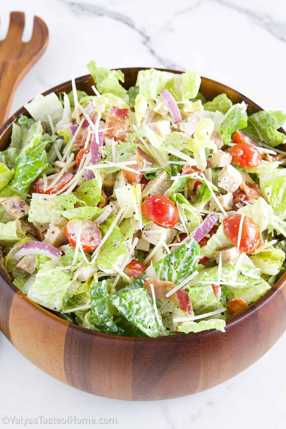 Caesar Salad is a classic salad dish that's commonly made with ingredients such as romaine lettuce, croutons, grated cheese, with a creamy Caesar Salad Dressing that adds all the flavor! 