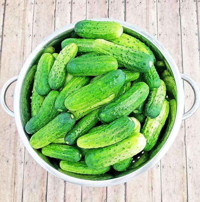 Rinse the cucumbers, brushing them while rinsing to eliminate any dirt and grit if necessary.