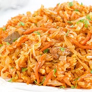 It’s a simpler, cheat version of the classic rolls for deconstructed cabbage rolls that taste exactly the same! Every bite has tender cabbage leaves, flavorful beef, and rice mixture, along with other pantry staples for a hearty, savory meal and satisfying crunch!