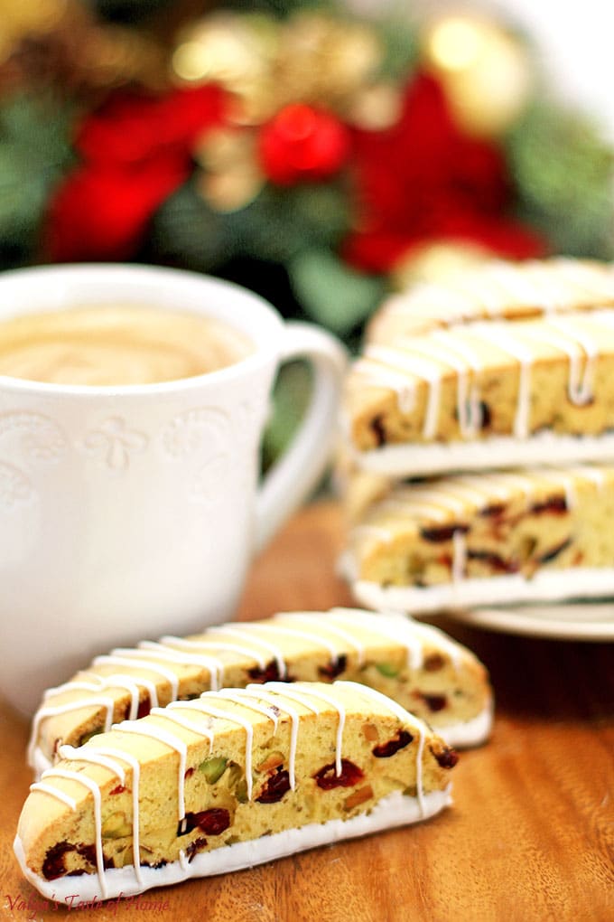 bake with kids, Biscotti Recipe, biscottis, chocolate cookies, Christmas baking, cookies, decor cookies, holiday baking, Holiday dessert, kids approved, perfect with coffee, pistachio nuts, tea dessert, White Chocolate Cranberry Pistachio Biscotti Recipe