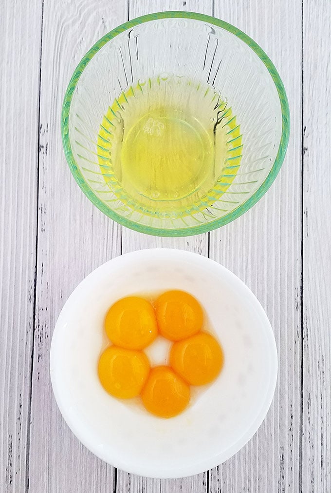 Crack your eggs in a separate bowl when separating the whites since even a little, tiny bit of egg yolk can prevent your meringue batter from forming stiff peaks.