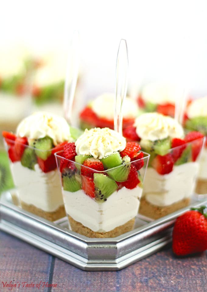 No Bake Strawberry Kiwi Cheesecake Parfaits - Valya's Taste of Home