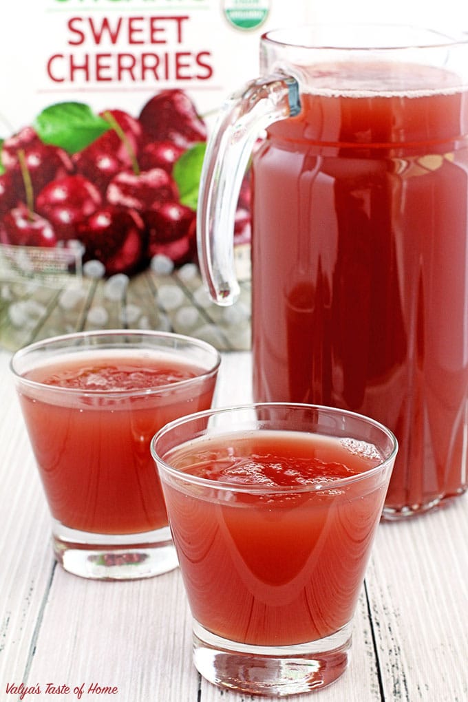 Cherry Kisel Recipe, delicious, fruit beverage, fruit drink, fruit drink recipe, homemade fruit drink, jello drink, kisel, kisil, kissel, organic cherries, organic sugar, pudding drink
