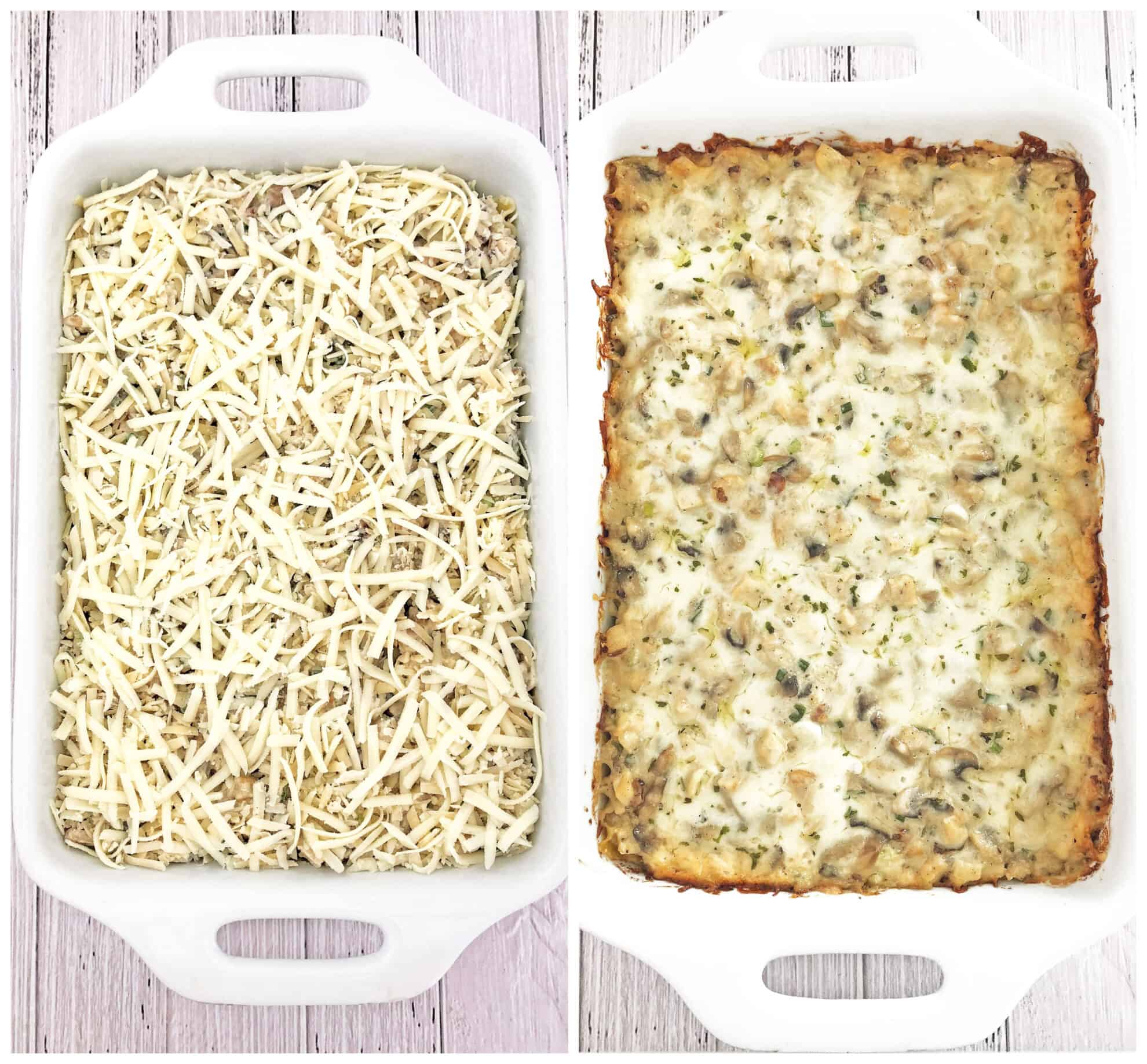 Tastiest Mushroom Lasagna (with Chicken and Bacon!)