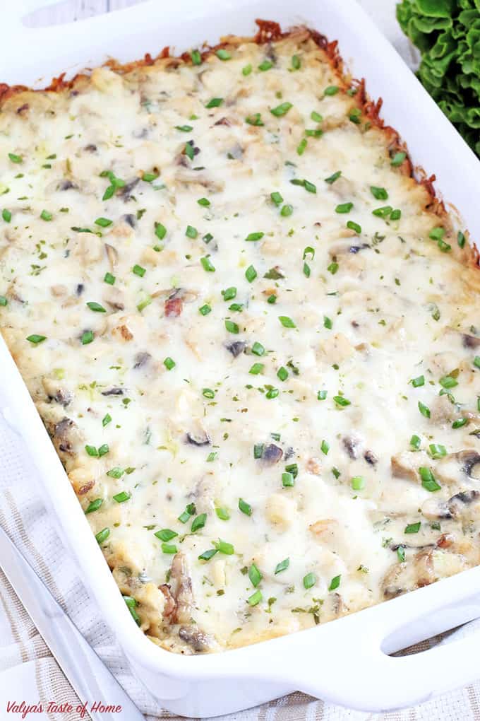 chicken, Chicken Bacon Mushroom Alfredo Lasagna Recipe, clean eating, delicious, easy recipe, homemade Alfredo sauce, homemade lasagna, homemade meal, lasagna, mushrooms, natural bacon, one pan dinner, vegetables