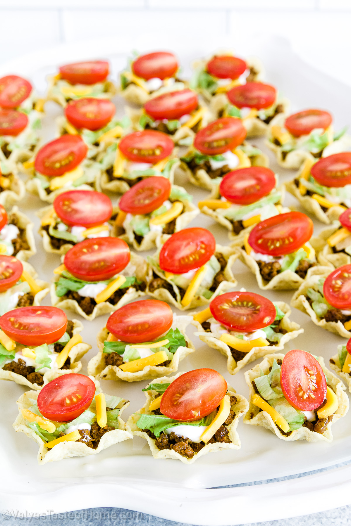 These taco bites are a fun, festive, and truly adorable finger food that will be gobbled up instantly at any party, or special occasion.