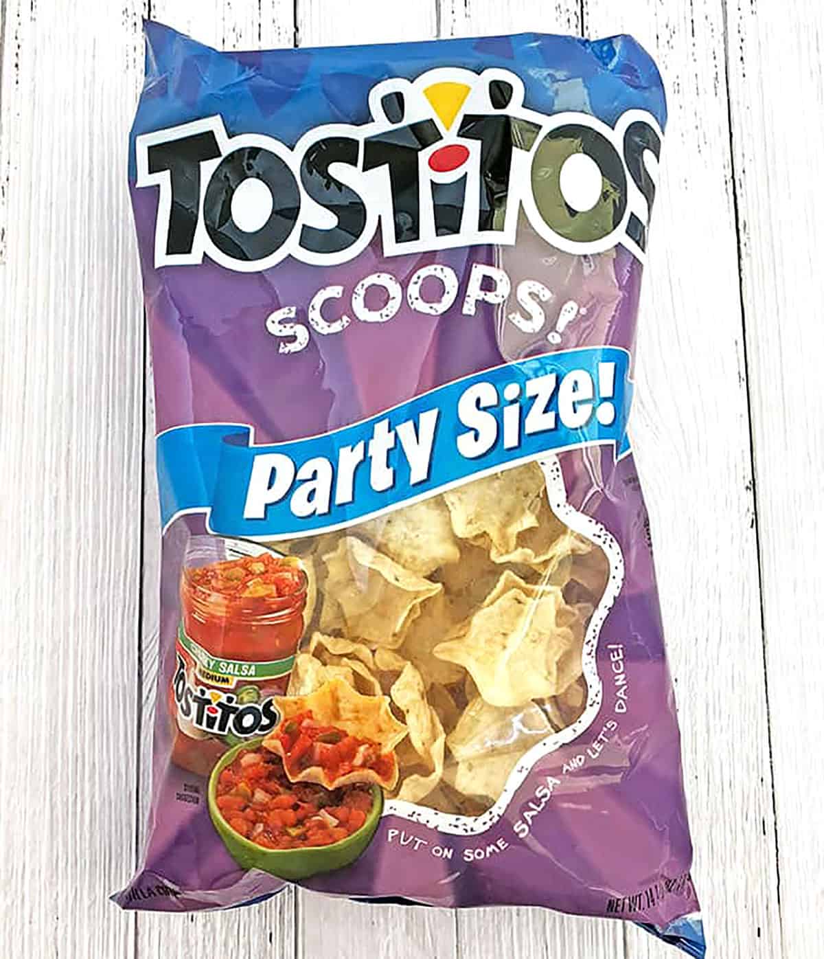 First we'll need a bag of Tostitos Scoops tortilla chips for these taco bites. 