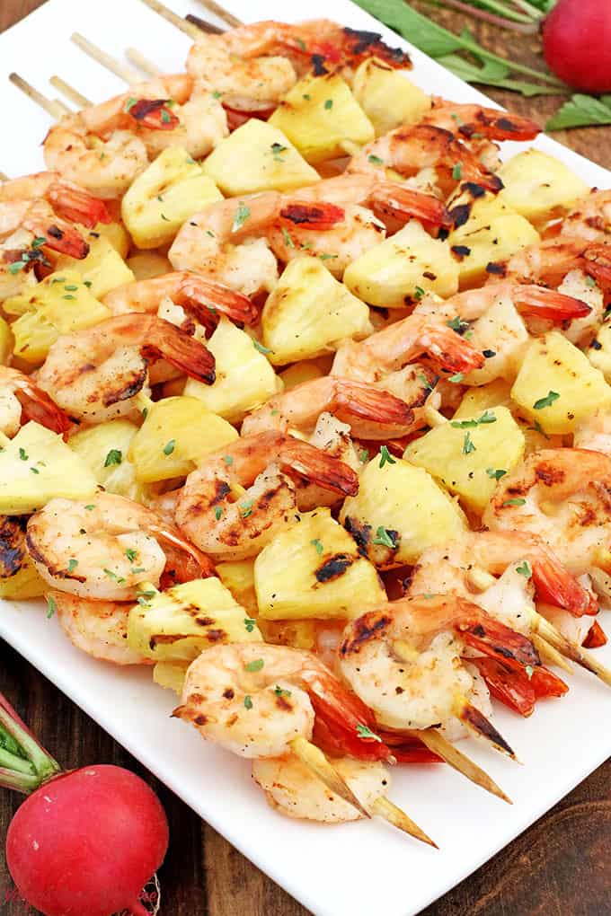 camping food, easy recipe, fresh pineapple juice, Grilled Hawaiian Shrimp Kabobs Recipe, grilled shrimp, grilling season, homecooking, homemade meals, kids approved, pineapple, pineapple glaze, skewers