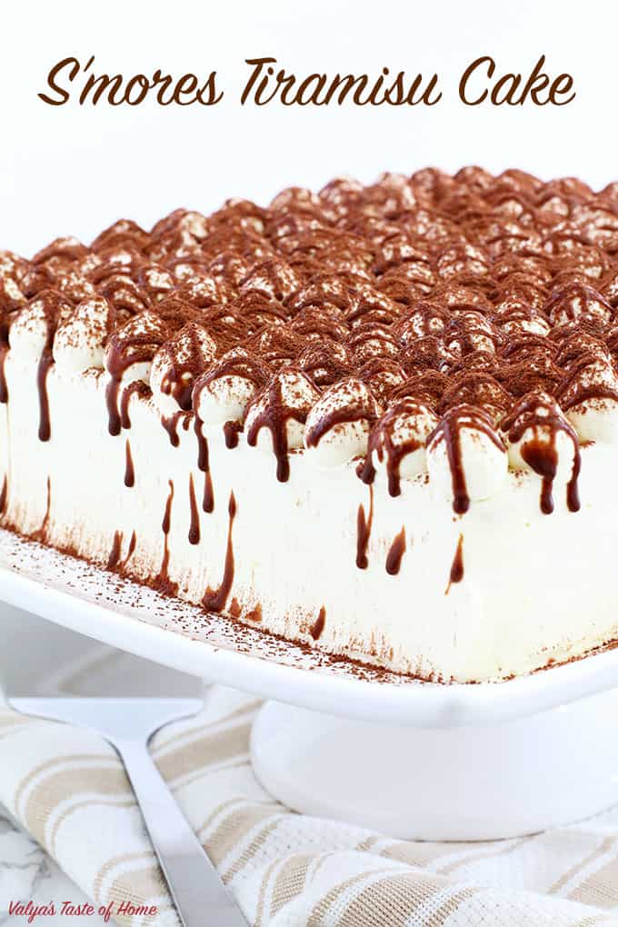 In a traditional components of tiramisu are transformed into a layered cake format. 