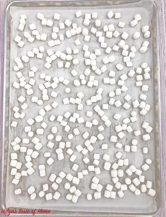 Spread them out onto a large pan lined with parchment paper.
