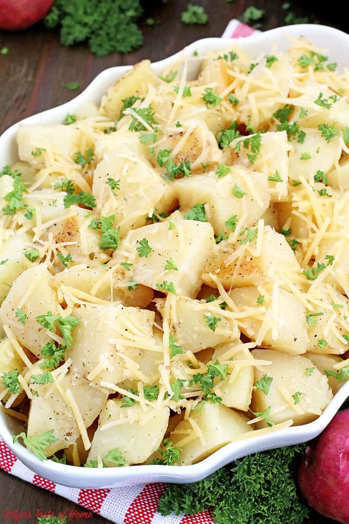 easy dinner, family favorite, garlic, homegrown red potatoes, Homemade Ranch Dressing, Instant Pot dish, Instant Pot Garlic Parmesan Ranch Potatoes Recipe, kid approved dinner, main course, Parmesan cheese, party friendly dish, red potatoes, young red potatoes
