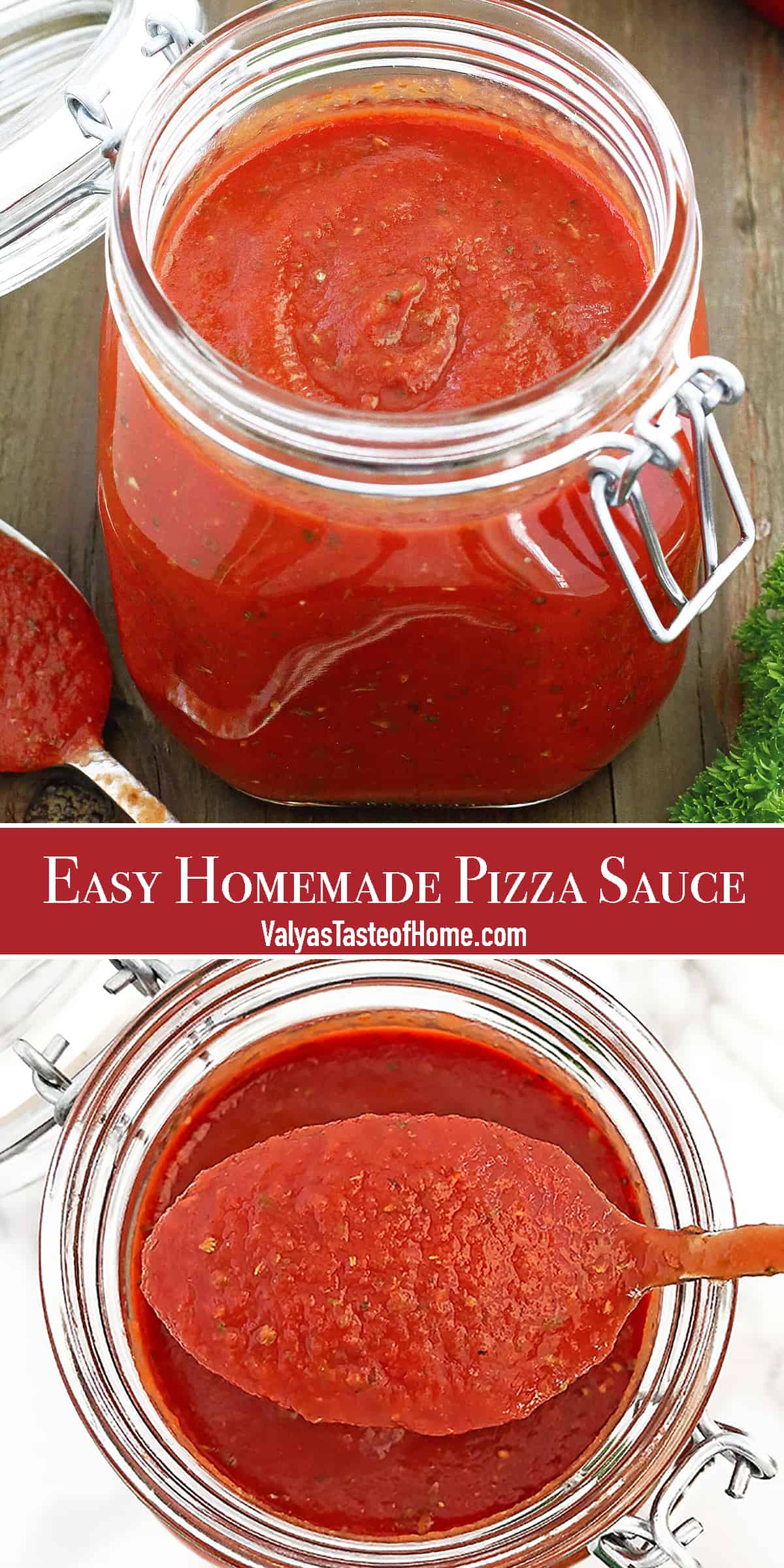 Making this Easy Homemade Pizza Sauce Recipe at home couldn’t be any easier! It’s even faster than running to the grocery store and much healthier. The taste of the two can’t be compared!