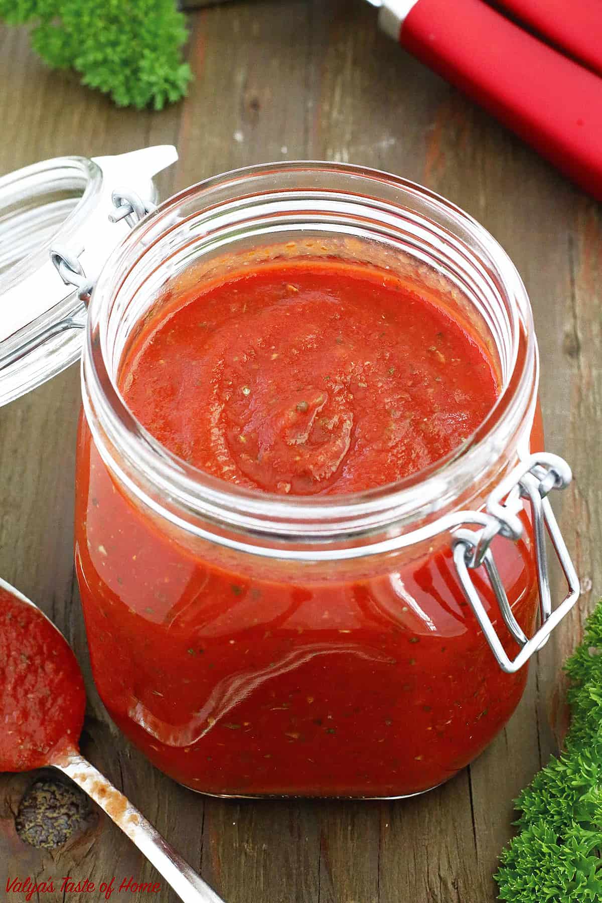 Making pizza sauce is super easy. I’m so glad to have one less product to reach for on grocery store shelves.