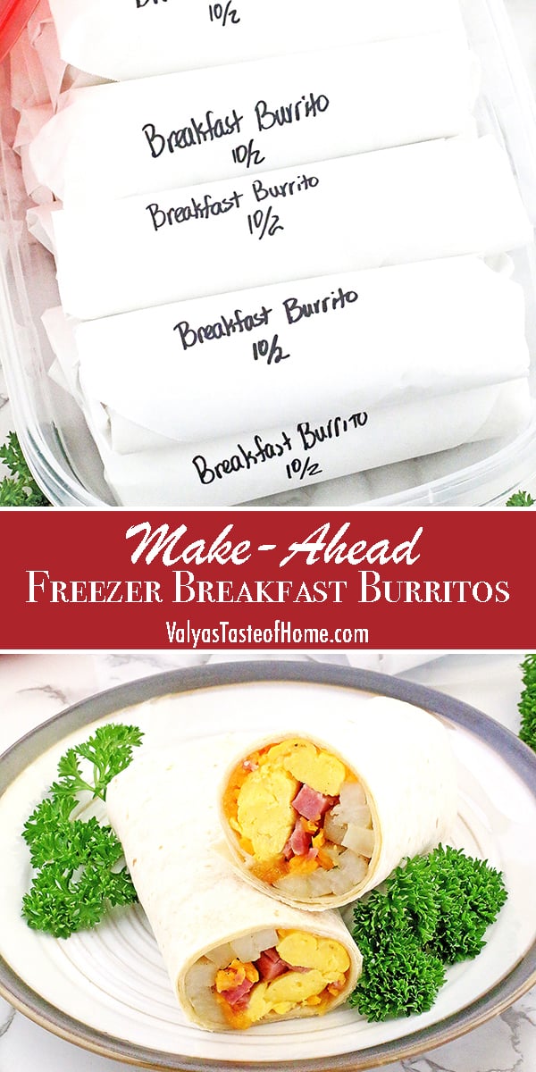 These Make-Ahead Breakfast Burritos are super easy to put together and brilliant for busy schedules. All the breakfast taste, zero-time spent cooking. It doesn't get any easier than this: reheat and eat!