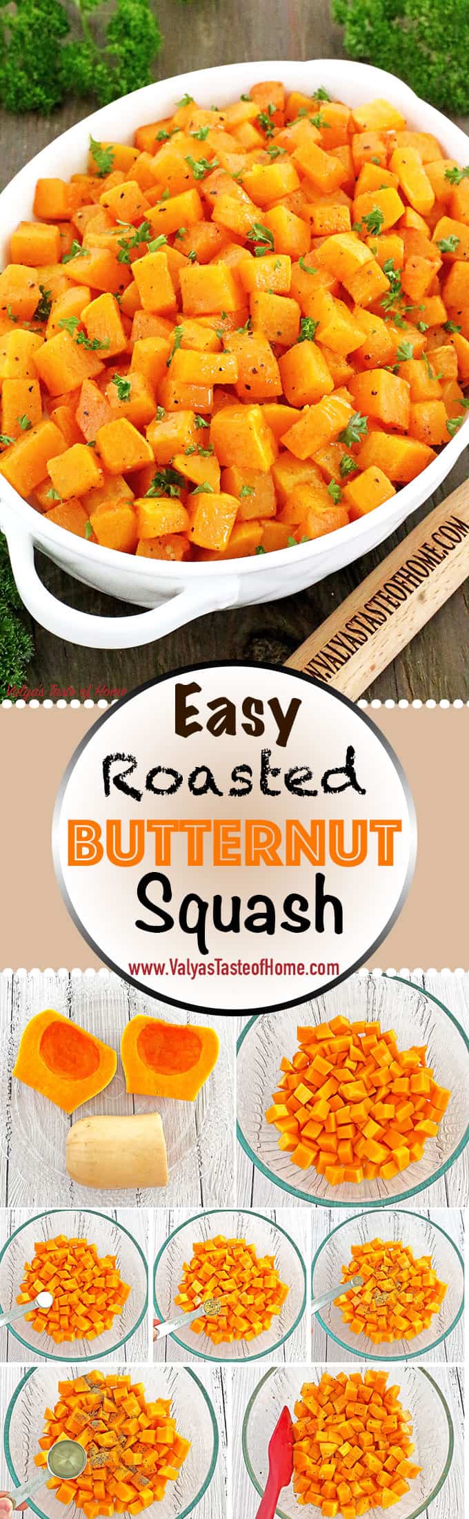 Easy Roasted Butternut Squash Recipe is very nutritious, tasty, and quick to make. Another fall staple, and a must-have at your Thanksgiving gathering. It’s beautiful and deep color that matches the season to decorate your table, and it’s delicious, smooth taste and texture.
