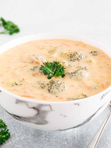 This Broccoli and Cheddar Soup is incredibly easy to make and will be ready in under 30 minutes! It's creamy, hearty, and the perfect comfort food!