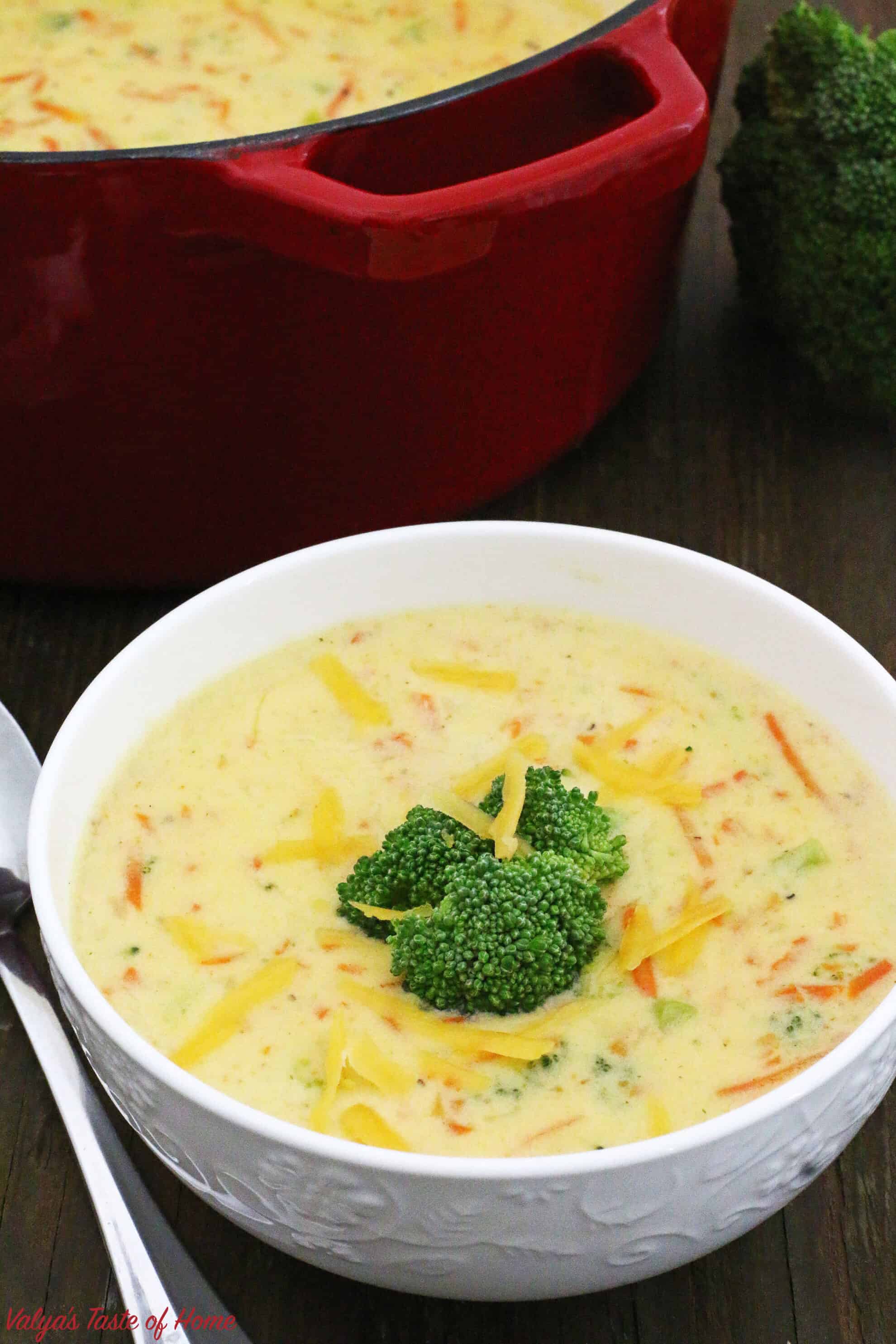 Easy Broccoli and Cheddar Soup (Video) - Valya's Taste of Home