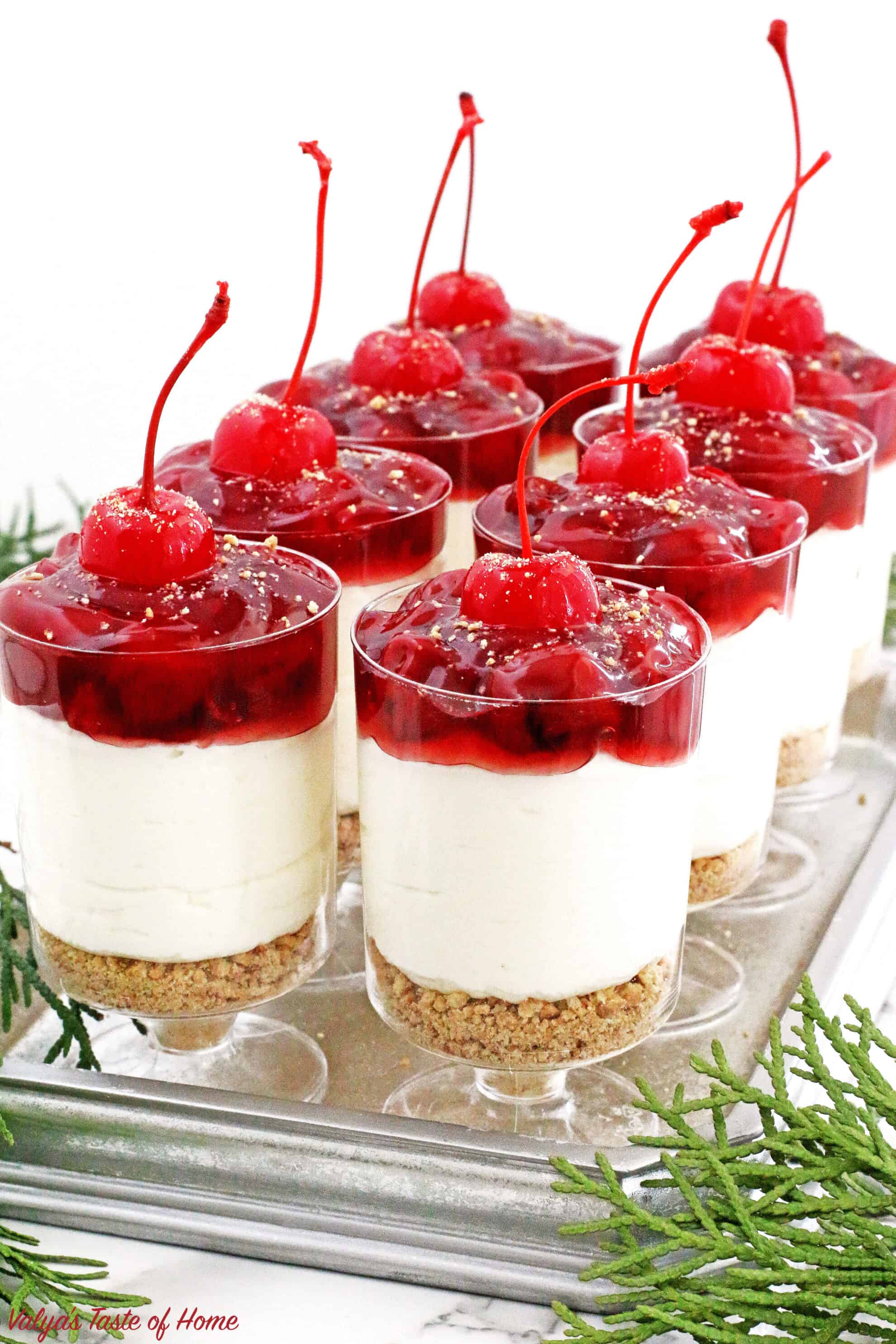These No Bake​ Cherry Cheesecake Parfaits are not only beautiful, but they are delicious, perfectly portioned décor dessert that is any party friendly.