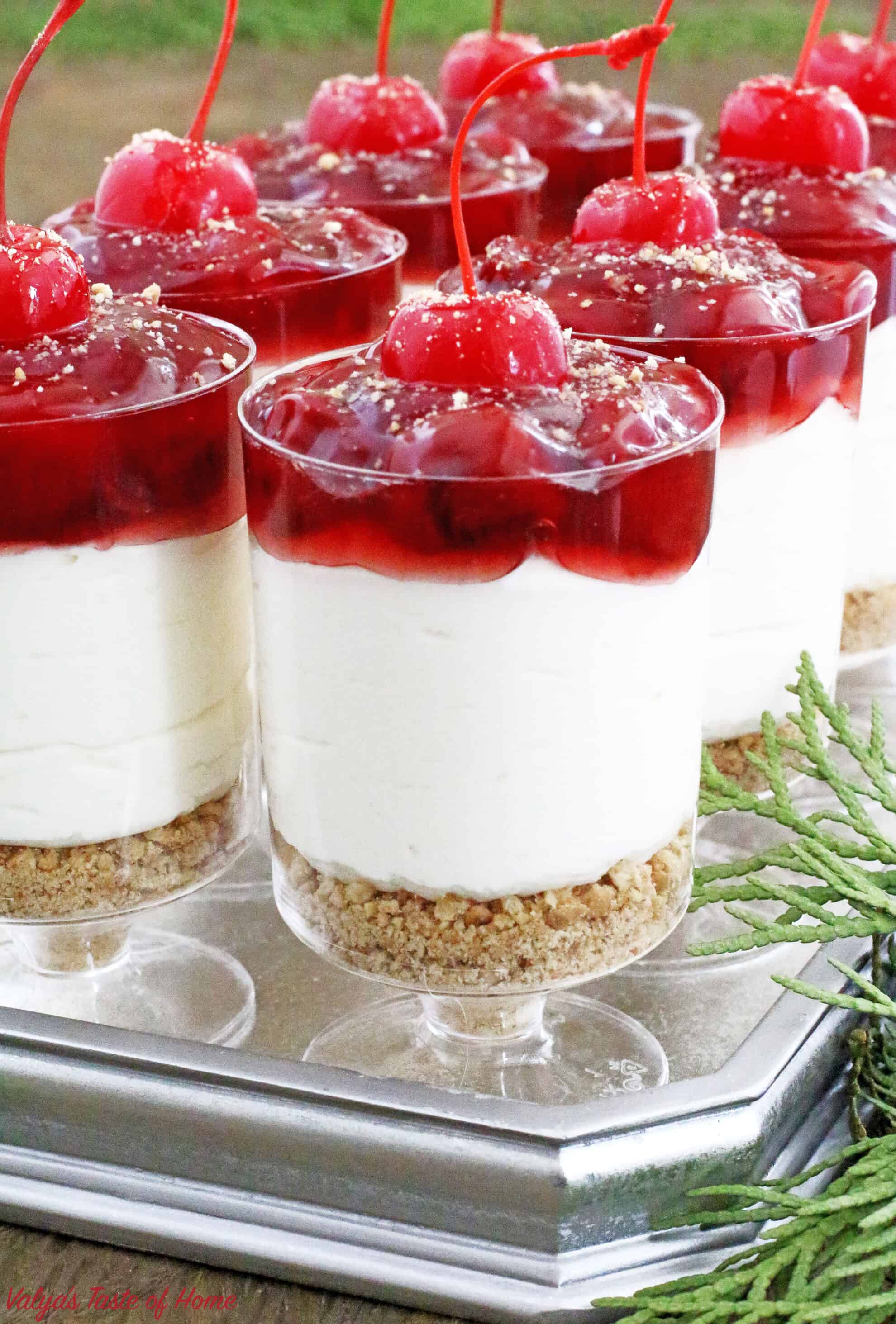 These No Bake​ Cherry Cheesecake Parfaits are not only beautiful, but they are delicious, perfectly portioned décor dessert that is any party friendly.