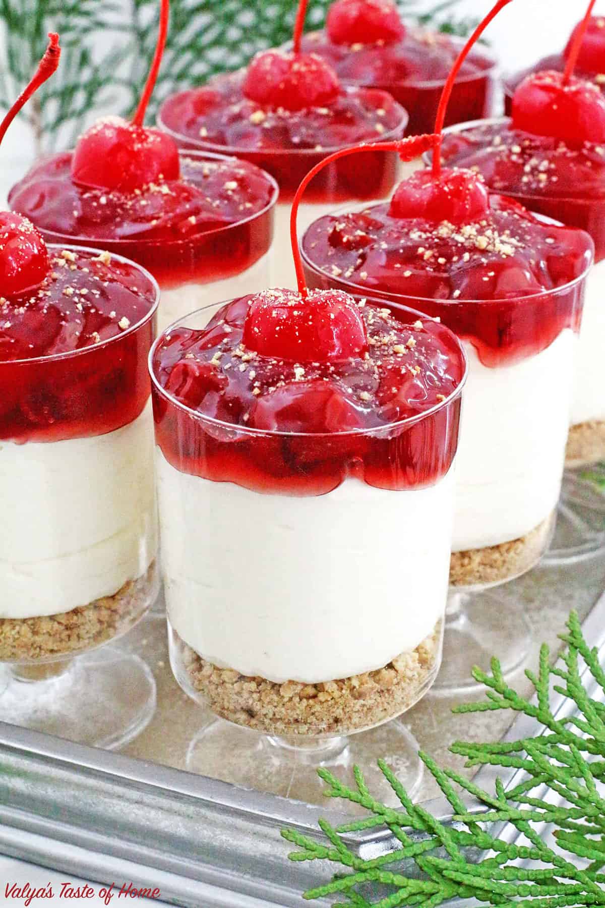 The combination of creamy cheesecake, crunchy graham crackers, and sweet cherry topping is simply irresistible.
