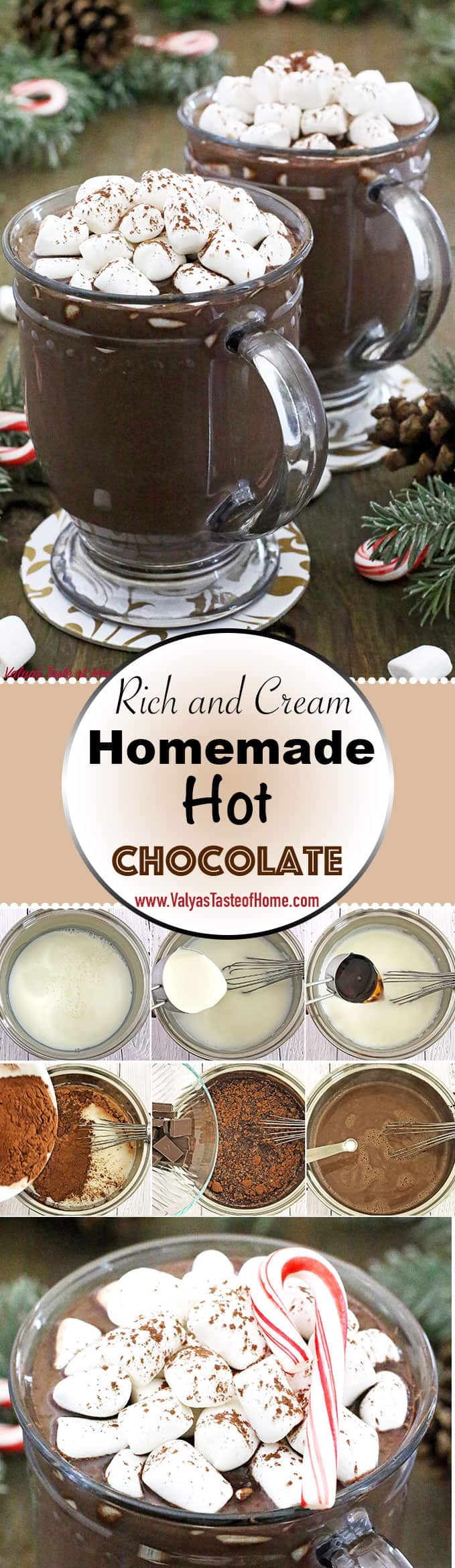 Making Rich and Creamy Homemade Hot Chocolate at home has never been easier! This rich and creamy hot cocoa make from scratch out of the ingredients you most likely to have on hand taste undescribable tasty!
