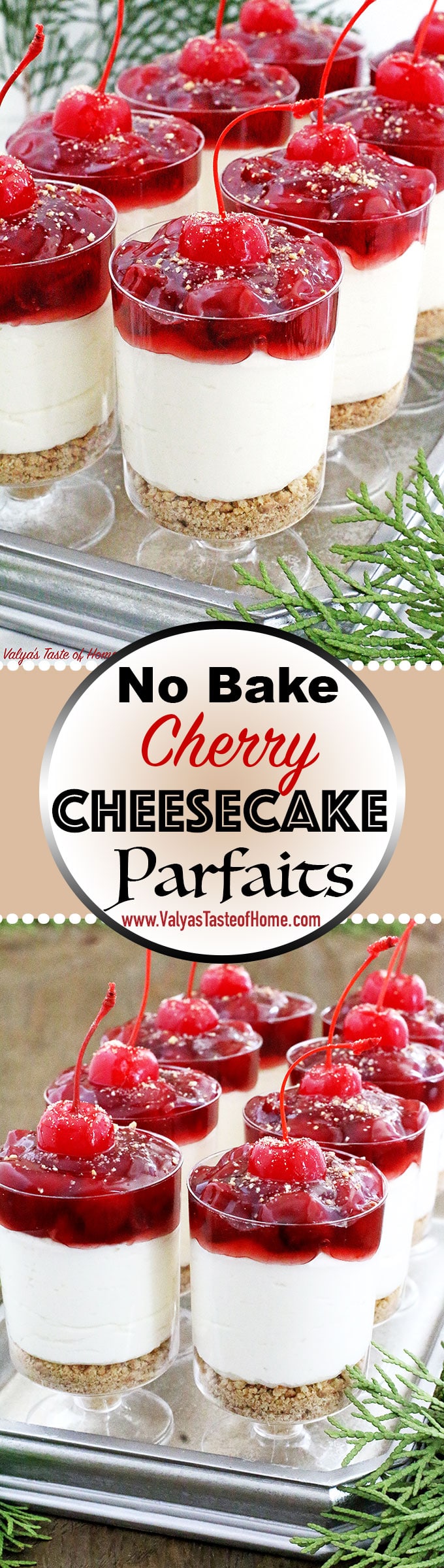 These No Bake​ Cherry Cheesecake Parfaits are not only beautiful, but they are delicious, perfectly portioned décor dessert that is any party friendly. 
