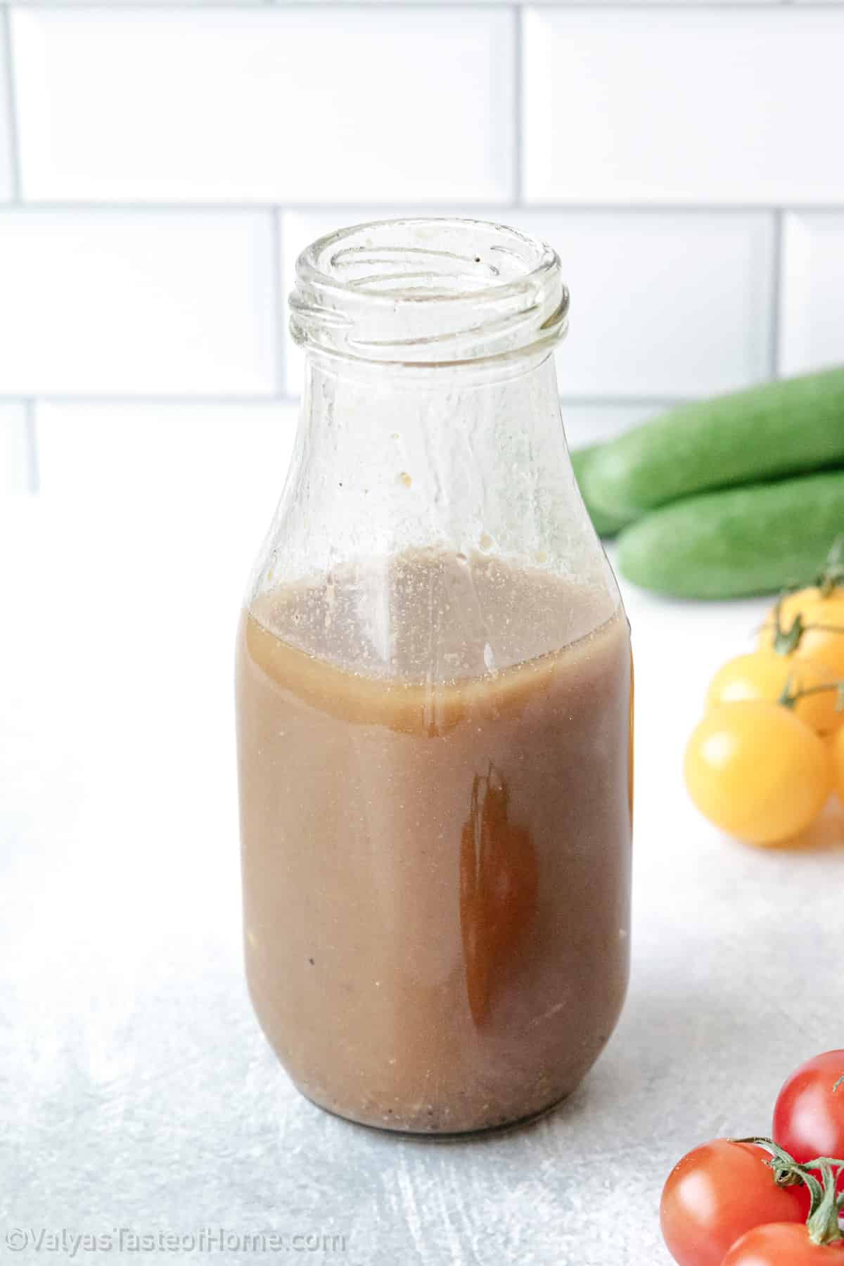 Balsamic vinaigrette dressing is a classic Italian condiment that combines the tartness of balsamic vinegar with the sweetness of olive oil and other seasonings.