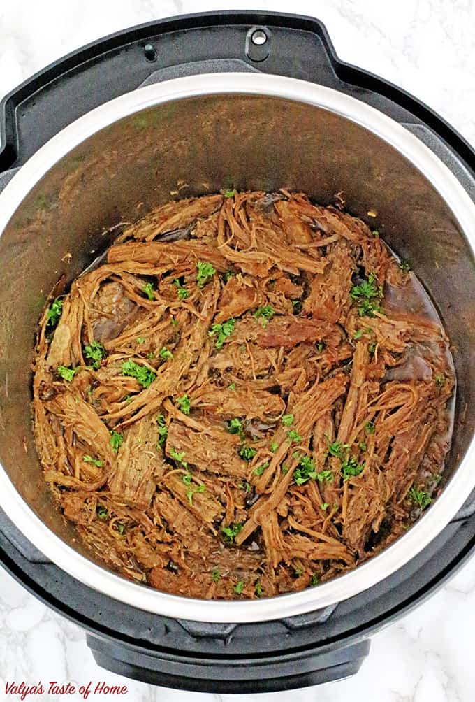 This Instant Pot Roast Beef Recipe is truly a gem and easy to make! It’s the same recipe that I like to make in the slow cooker, which cooks for five hours. Already a time saver from the traditional toilsome oven version, this variation saves you oodles more time by being dinner-ready within one hour in the incredible Instant Pot.