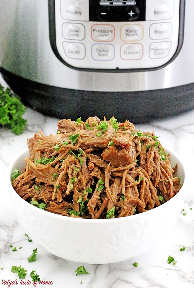 This Instant Pot Roast Beef Recipe is truly a gem and easy to make! It’s the same recipe that I like to make in the slow cooker, which cooks for five hours. Already a time saver from the traditional toilsome oven version, this variation saves you oodles more time by being dinner-ready within one hour in the incredible Instant Pot. 