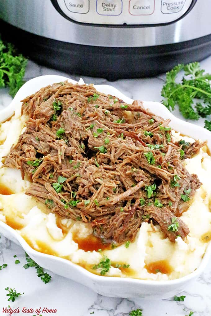 This Instant Pot Roast Beef Recipe is truly a gem and easy to make! It’s the same recipe that I like to make in the slow cooker, which cooks for five hours. Already a time saver from the traditional toilsome oven version, this variation saves you oodles more time by being dinner-ready within one hour in the incredible Instant Pot.