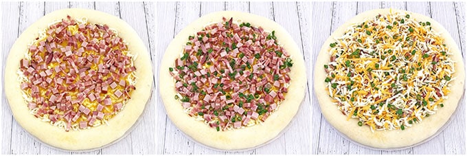 Not much can beat the taste of Bacon, Egg, and Ham Breakfast Pizza Recipe made from scratch for breakfast at my house! Soft homemade pizza dough topped with your favorite breakfast ingredients make it taste so good. Kids will look forward to waking up early knowing what’s on the menu, to enjoy the scrumptious slice of the cheese breakfast pizza.